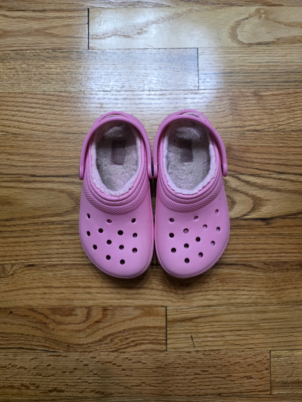 CROCS Kids Pink Fleece-Lined Clog Shoes
